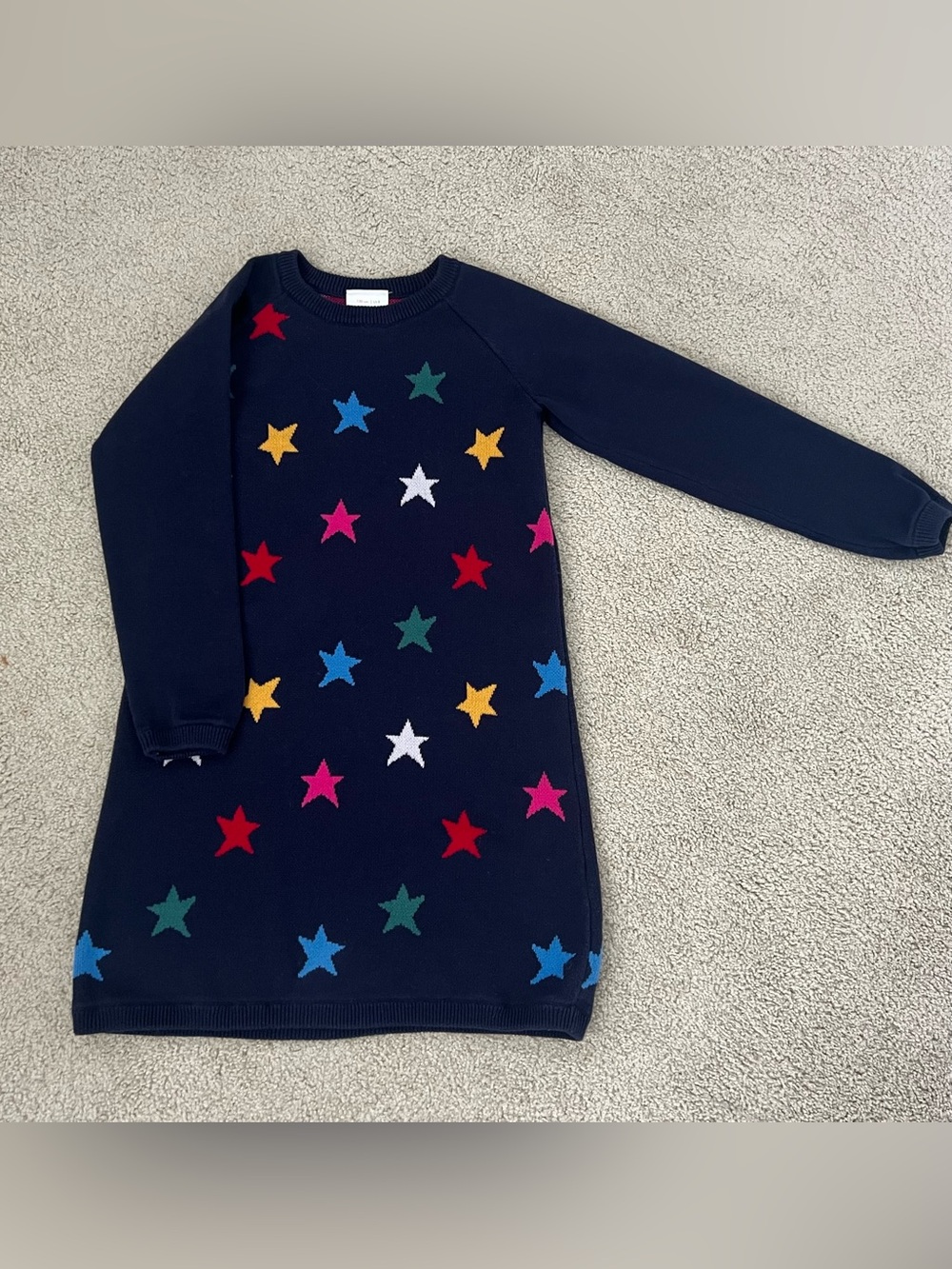 Hanna Andersson Multicolor Stars Knit Dress Long Sleeve Girls Size 130 / 8